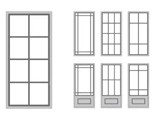 WANJIA window door K80 large entrance aluminum double casement doors grilles style