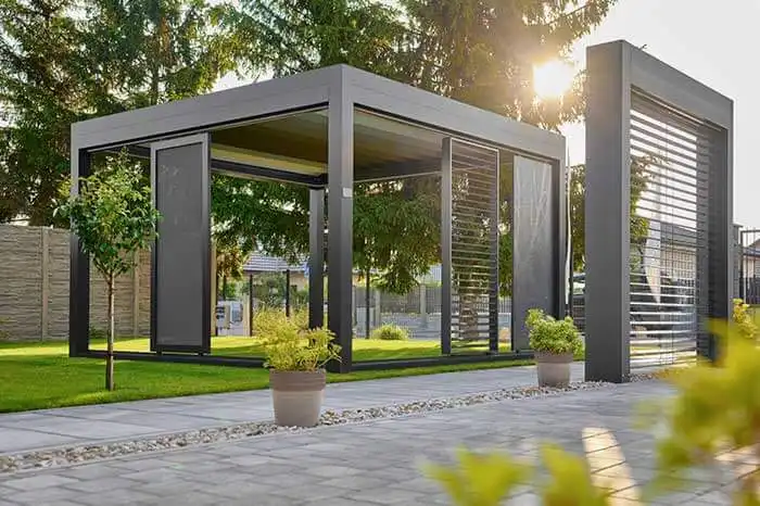 WANJIA window door detail page rotating louver pergola installation scenario 3